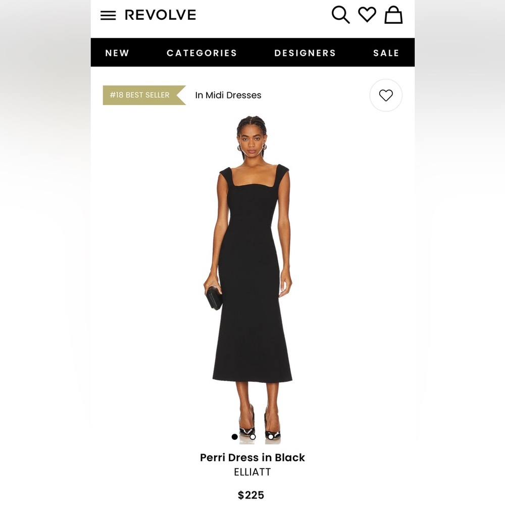 ISO Elliat “Perry” Black Midi Dress